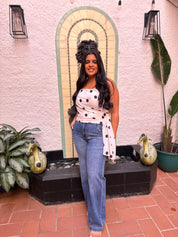 Pleated Polka Tube Top