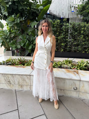 Lace Skirt Blazer Sleeveless Dress