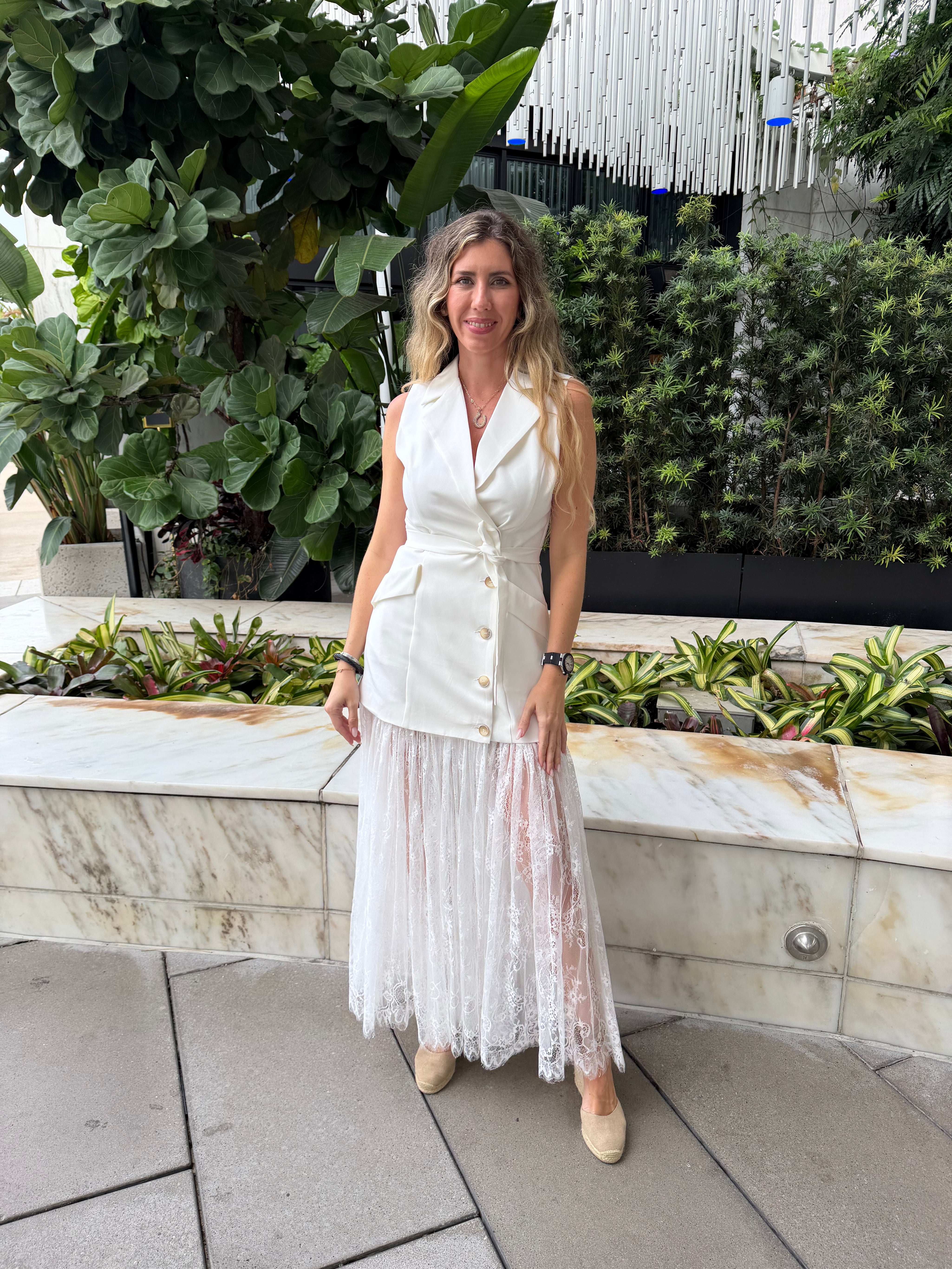 Lace Skirt Blazer Sleeveless Dress