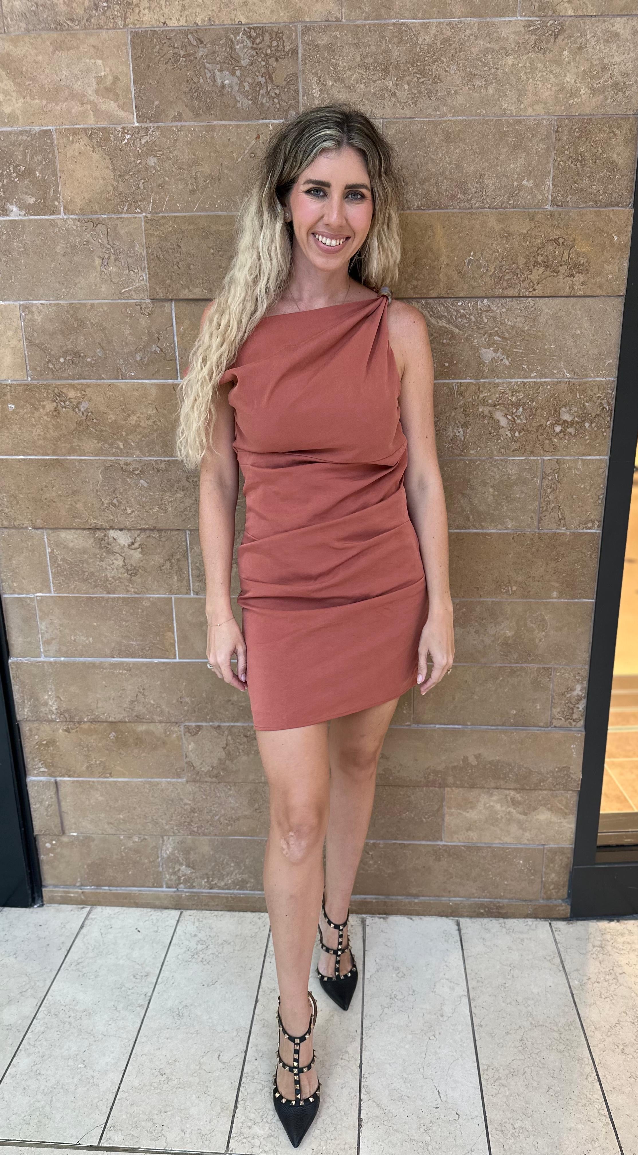 Wide Twisted Beads Mini Dress