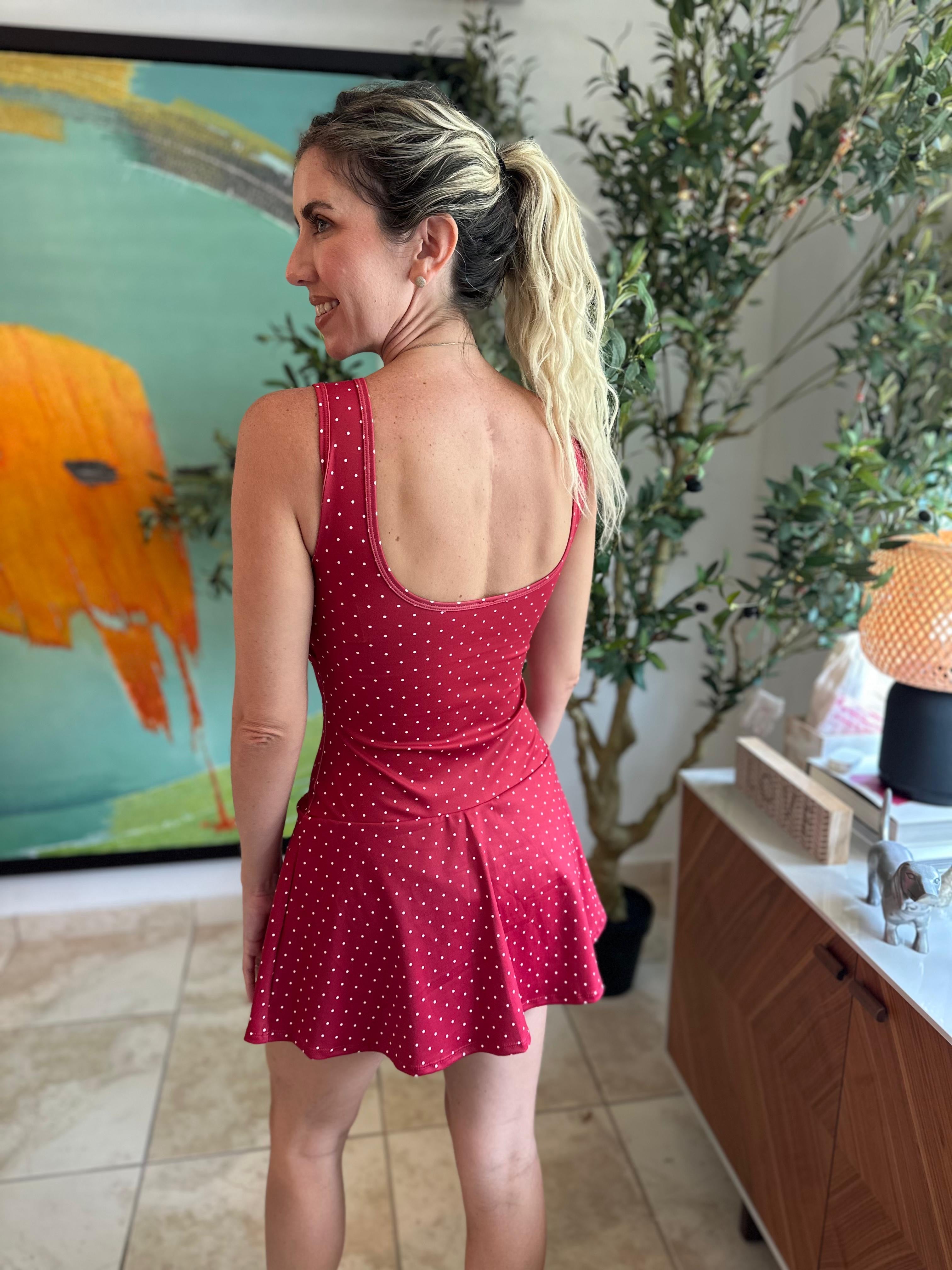 Polka Dot Mini Dress Drop Waist