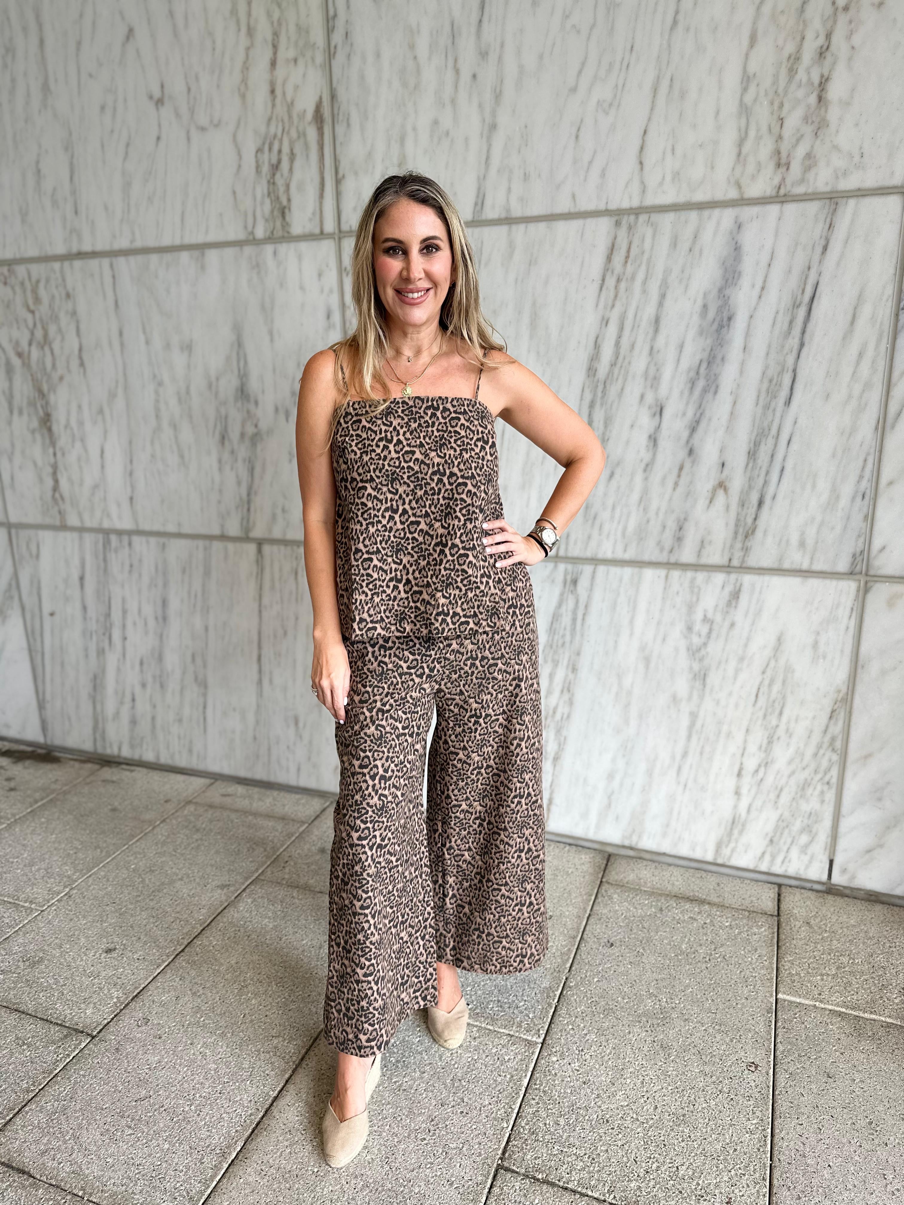 Leopard Cami & Wide Leg Pant Set