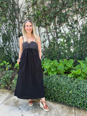 Stitch Bustier Linen Midi Dress