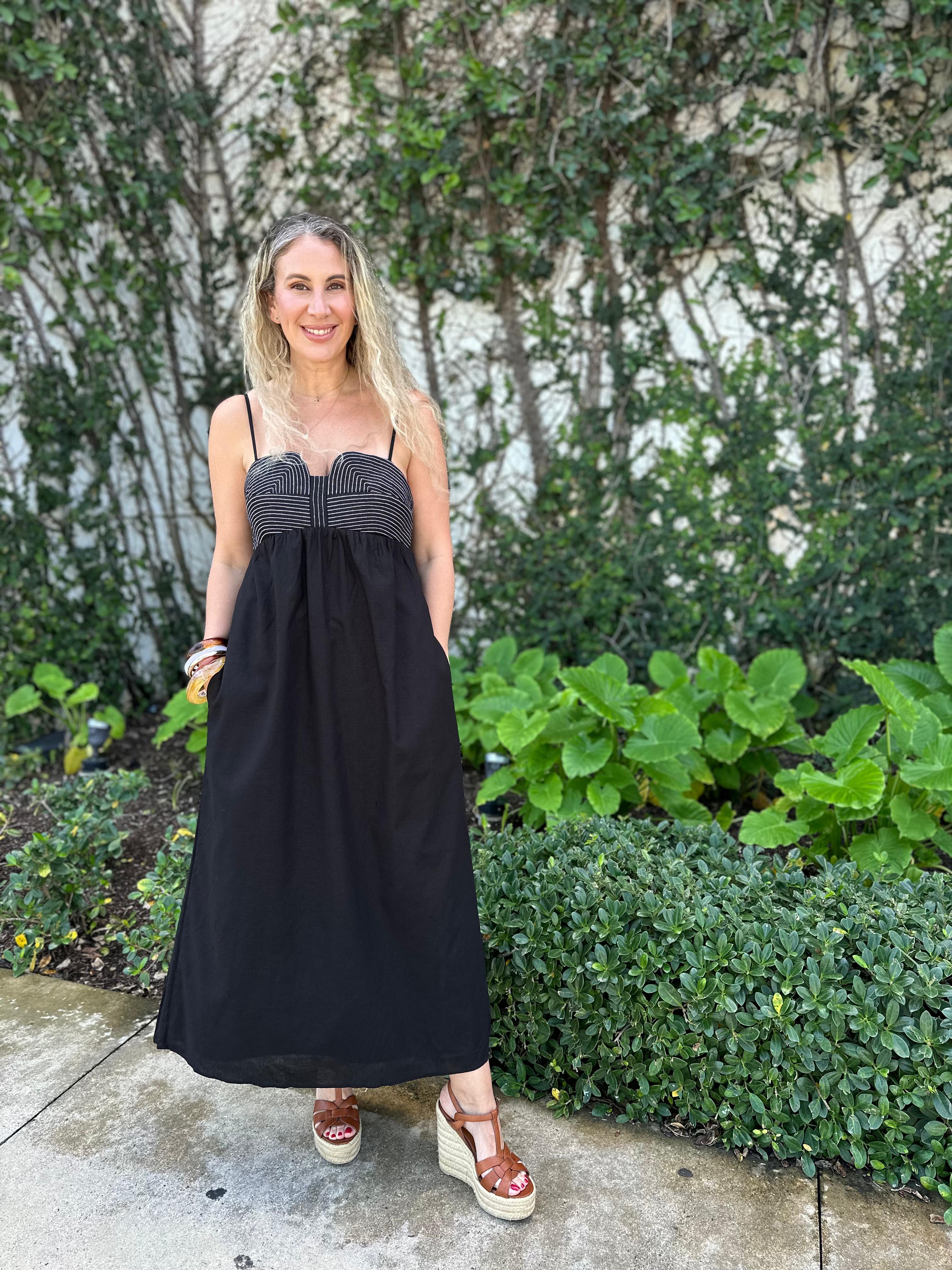 Stitch Bustier Linen Midi Dress