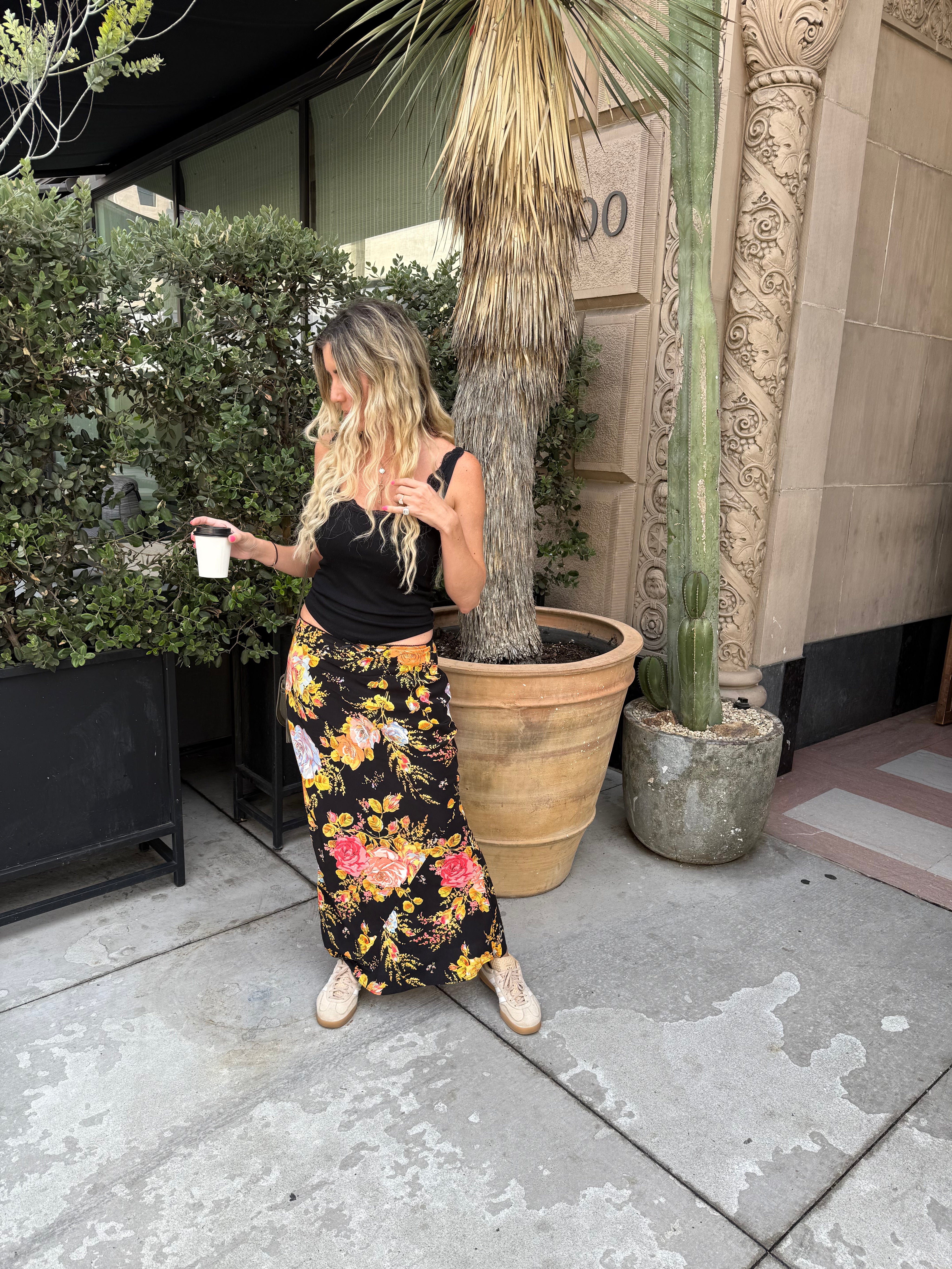 Black Floral Maxi Dorris Skirt