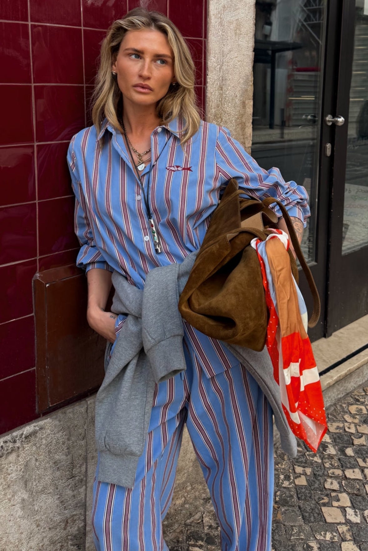 Blue Cotton Stripe Miley Shirt