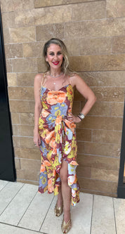 Drapping Ruffle Wrap Dress