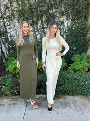 Wrap Panel & Buckle Maxi Dress