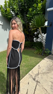 Fringe Linen Midi Dress