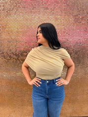 Mesh Mock Neck Slv Top