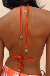 Orange Sun Triangle Bikini Top