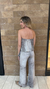 Snake Printed Tube Tie Top