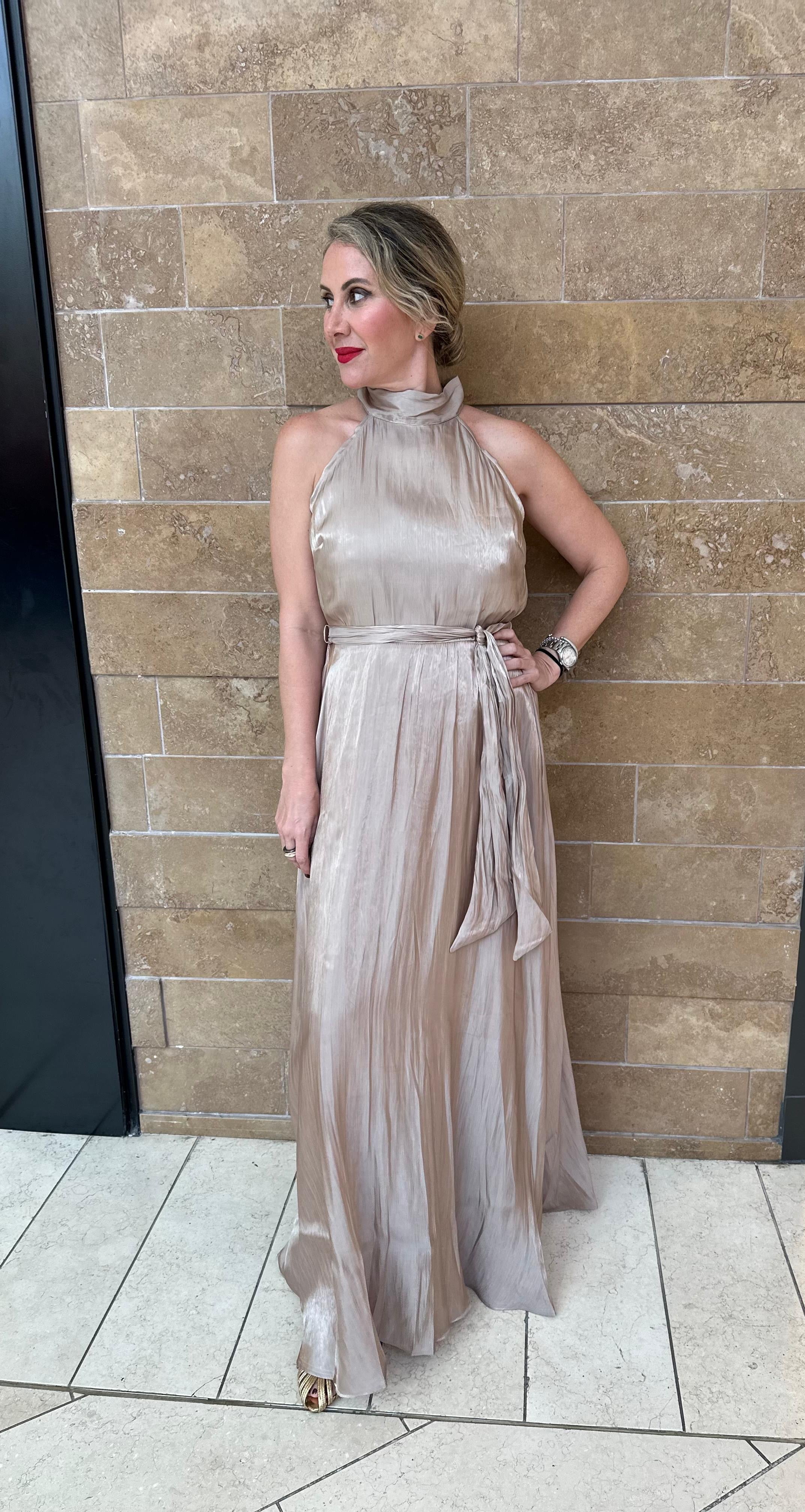 High Neck Band Maxi Dress