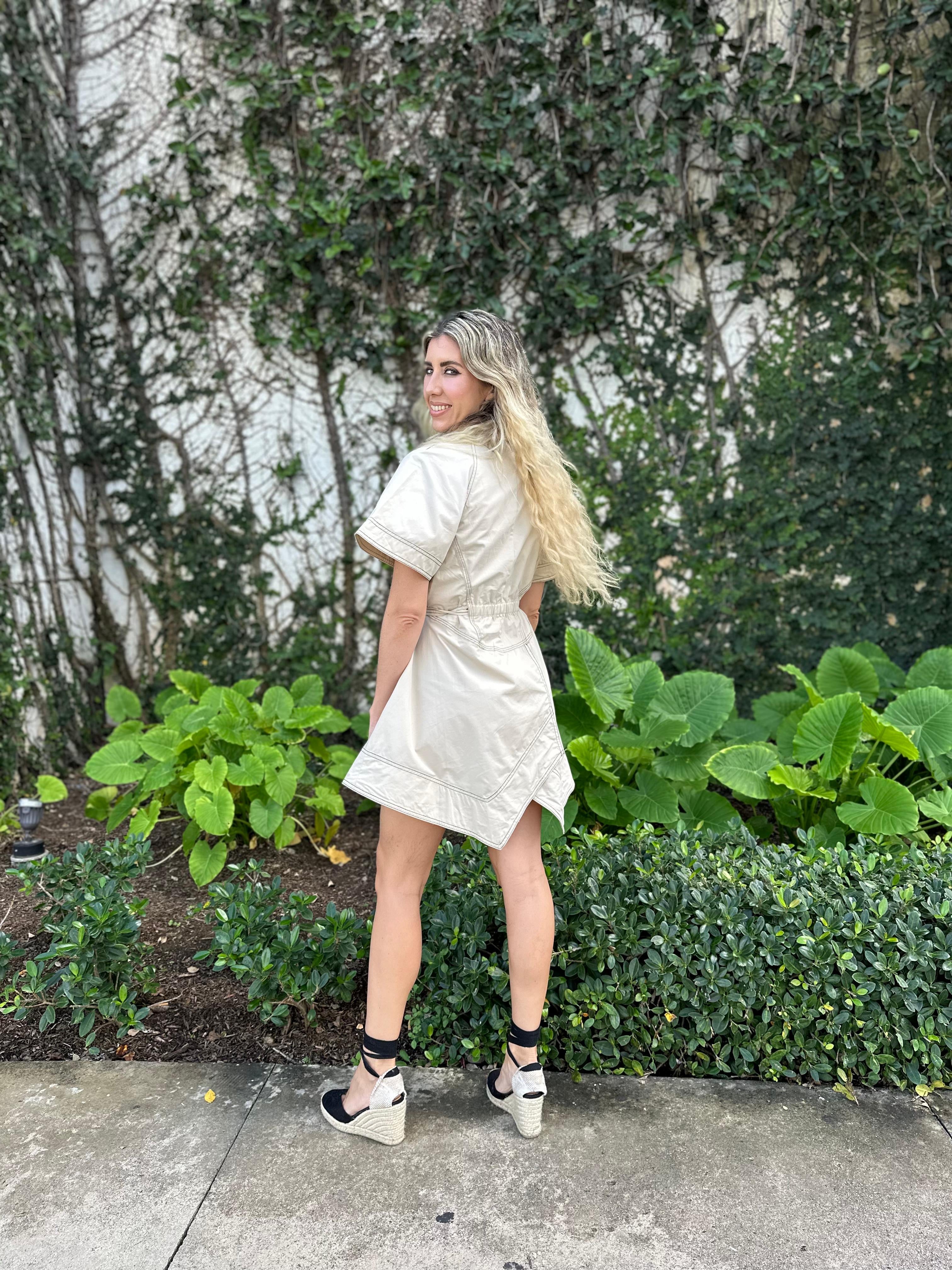 Top Stitch Poplin Mini Dress