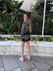 Zebra Print Lace Crop Top & Short