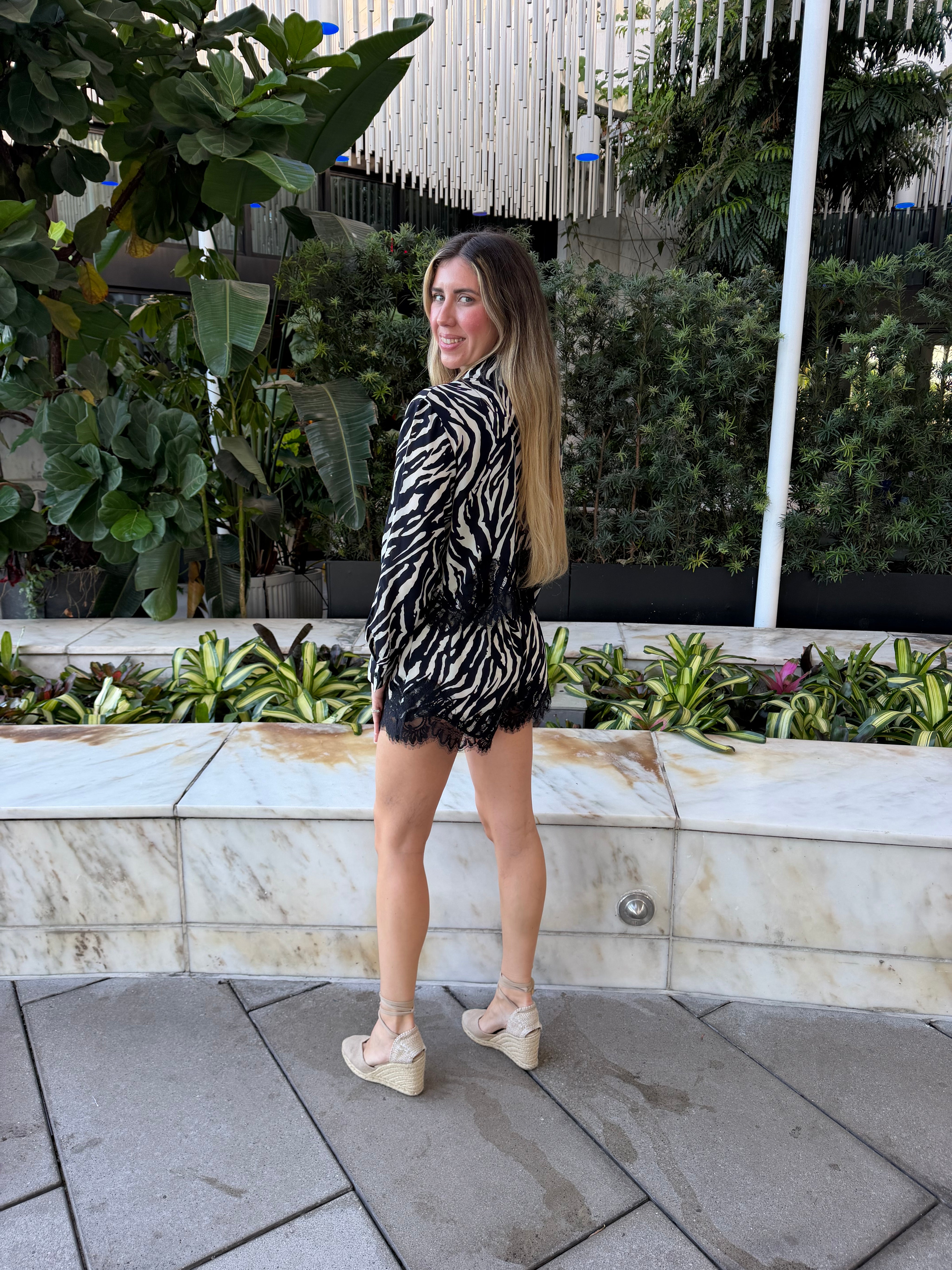 Zebra Print Lace Crop Top & Short