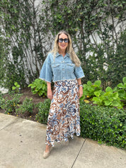 Printed Pleated Skirt