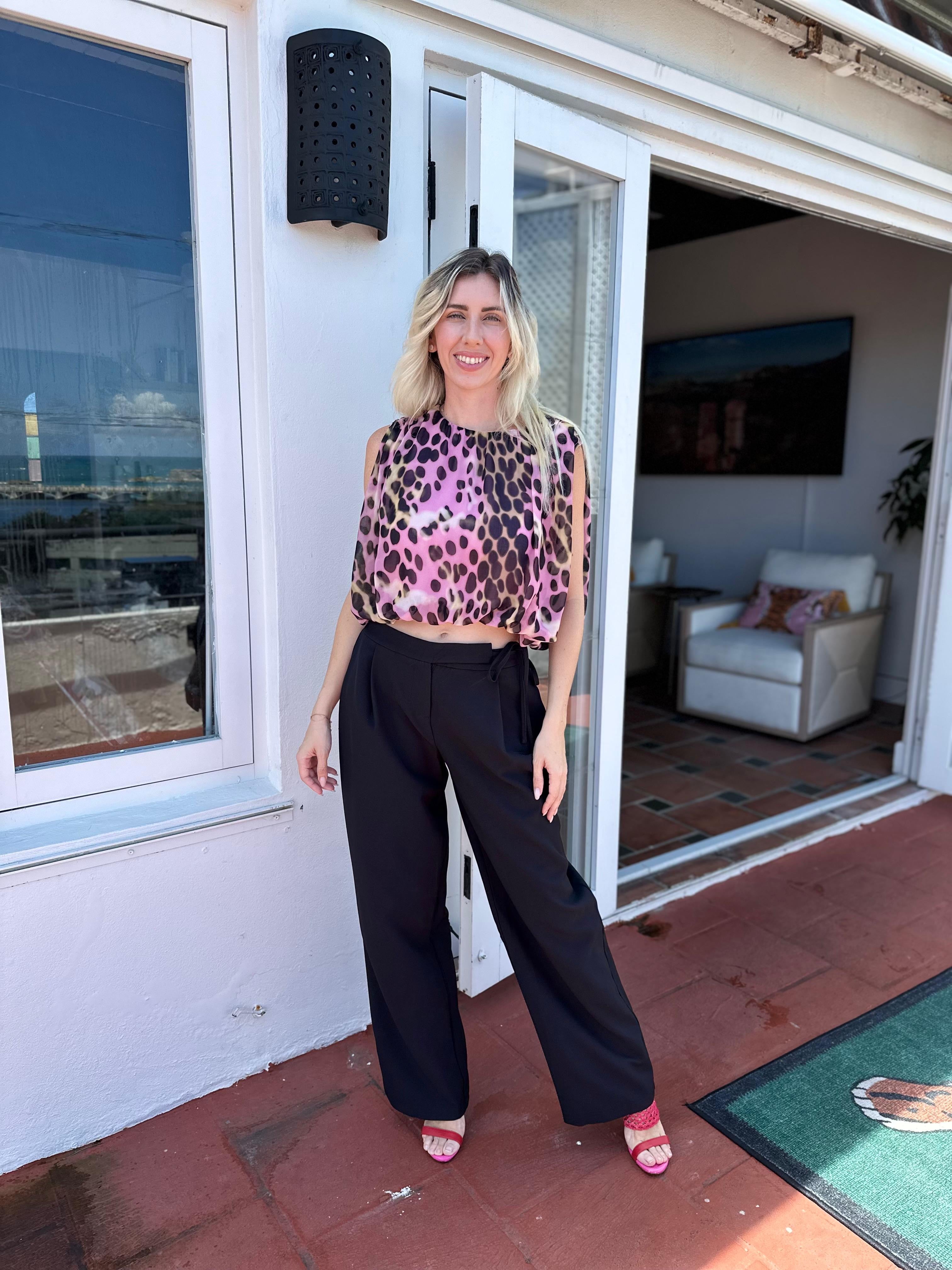 Animal Print Bubble Crop