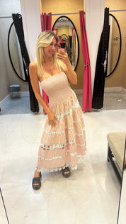 Striped Flower Trim Dress