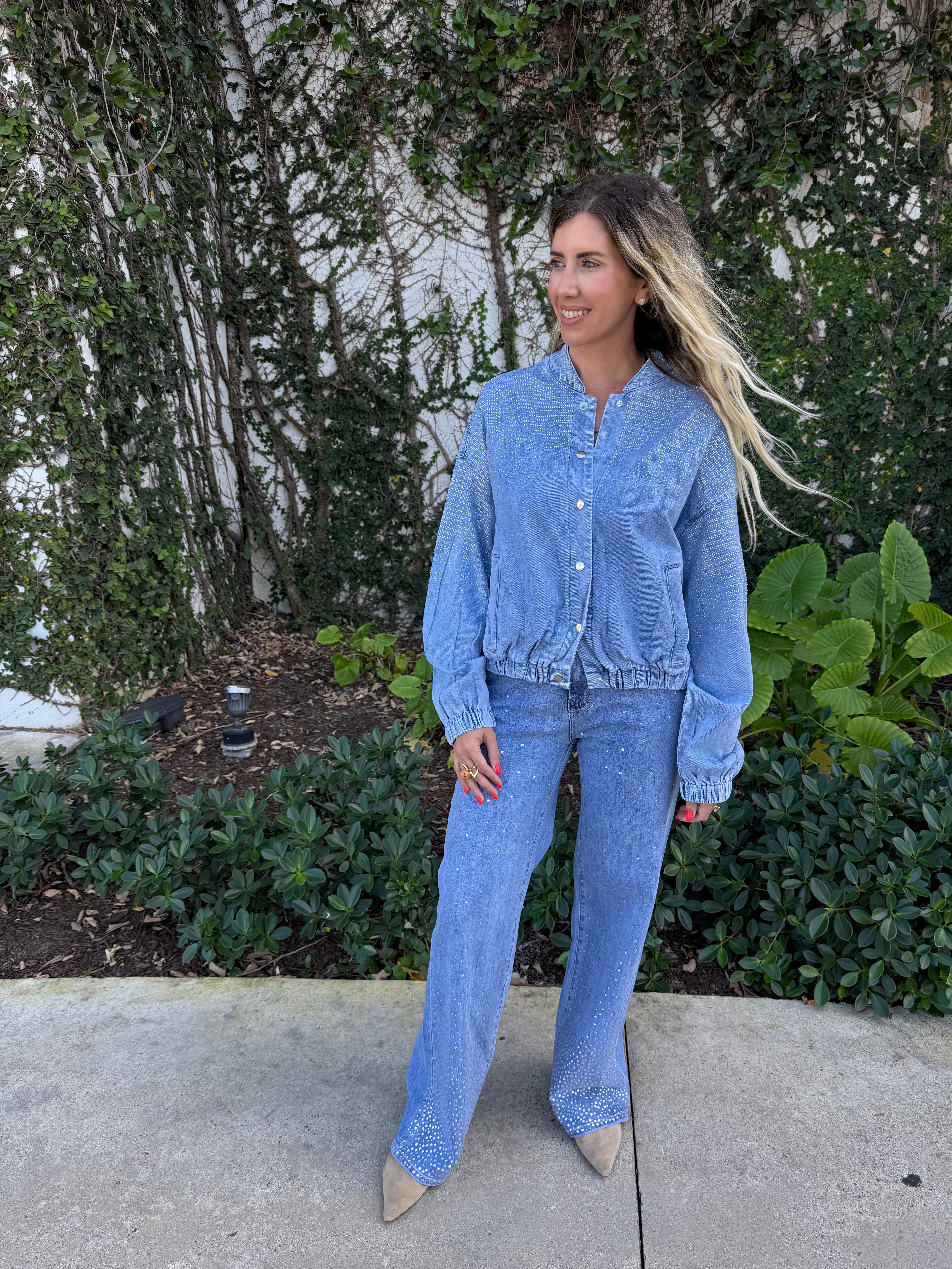 Gradient Rhinestones Jeans