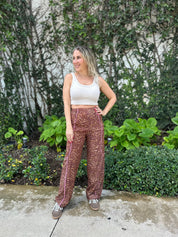 Leopard Print Nylon Track Pants