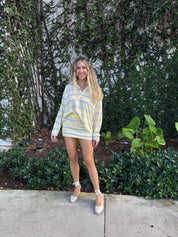 Long Slv. Top & Mini Skirt Stripes Set