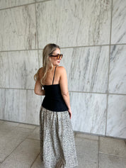 Pleated Flare Midi Skirt