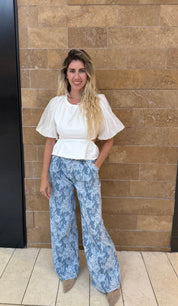 Lace Print Mid Rise Jeans