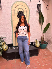 Pleated Polka Tube Top