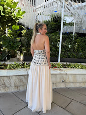Contrast Crochet Maxi Dress