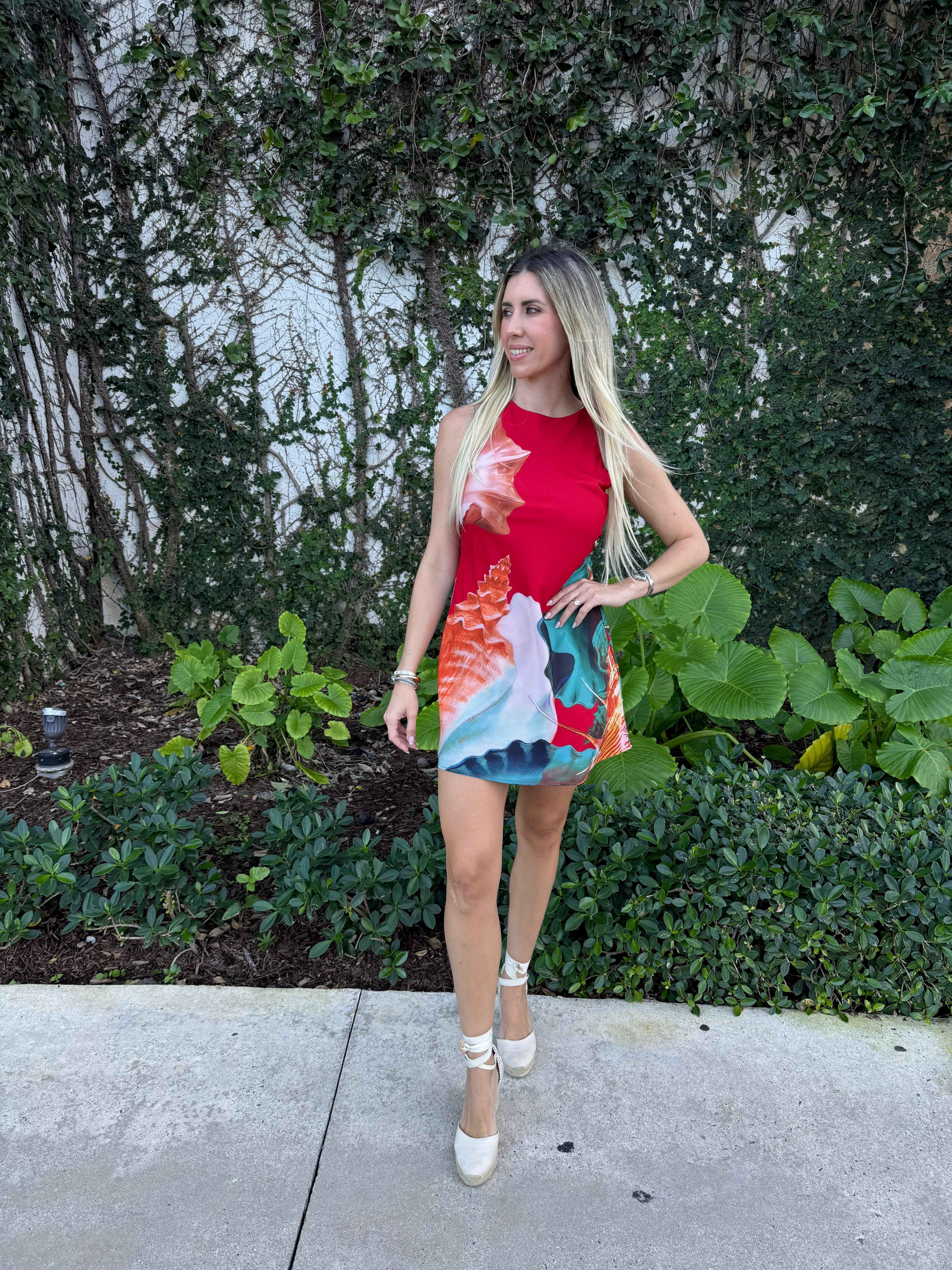 Satin Print Bias Mini Dress