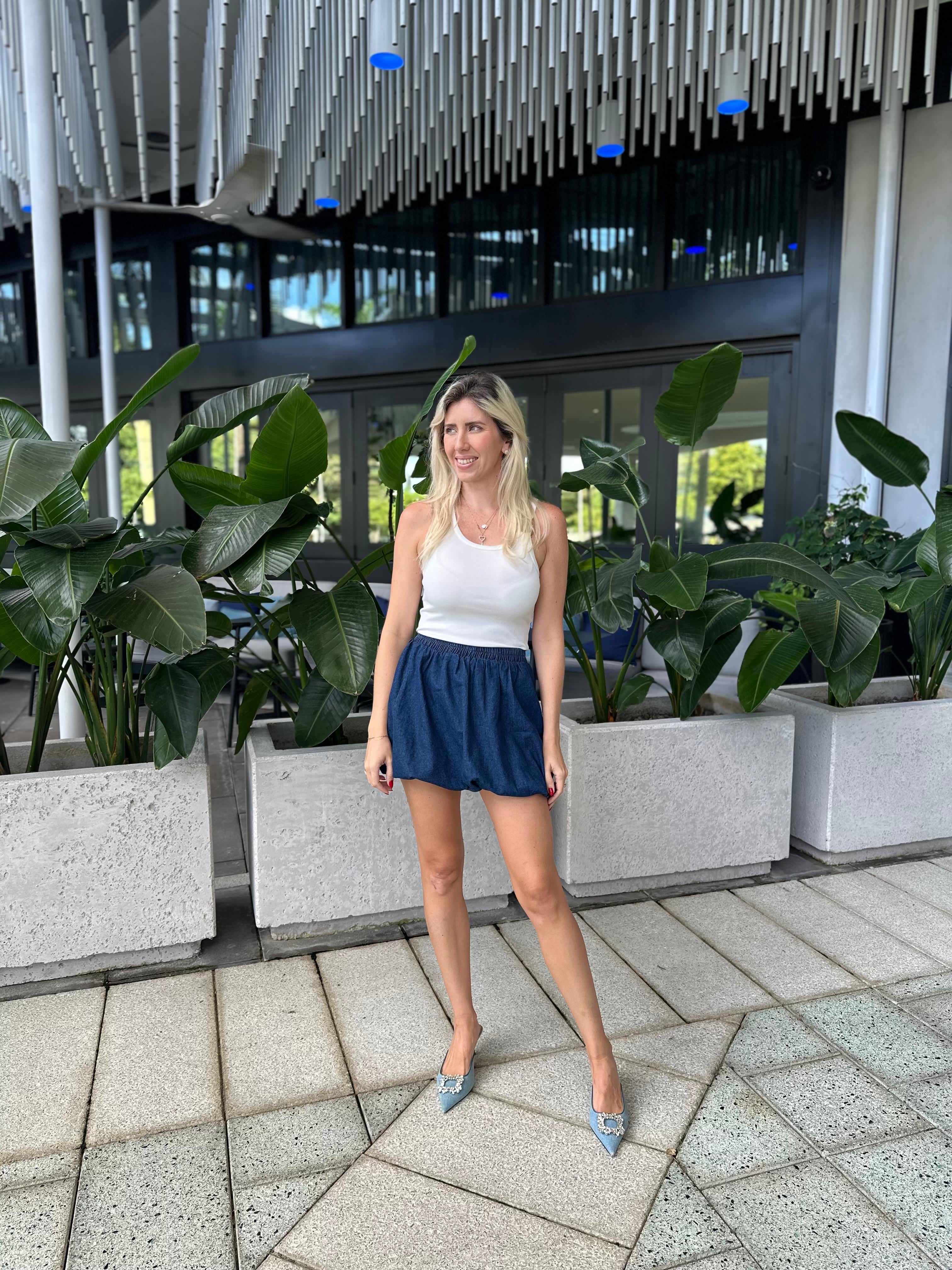 Denim Balloon Mini Skirt