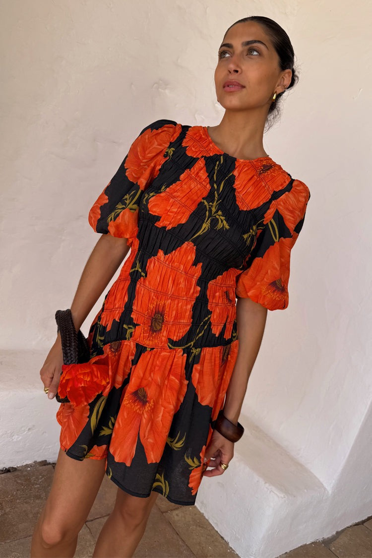Black Poppy Mini Nara Dress