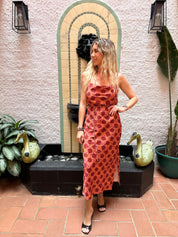 Chain Straps Cowl Neck Midi Dress