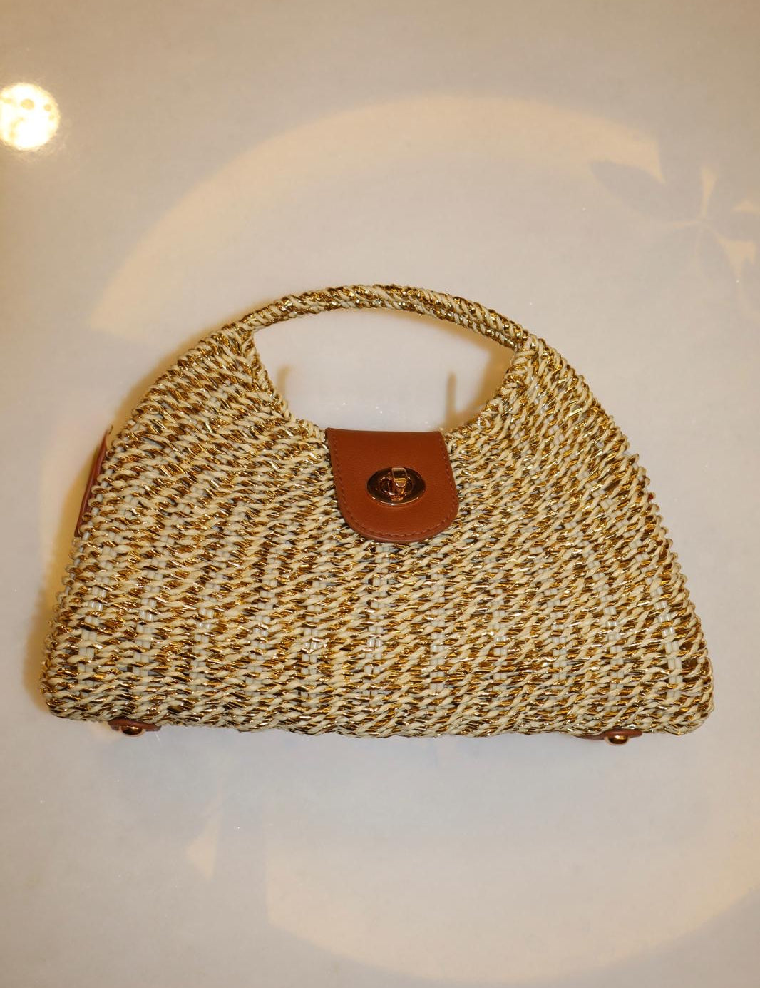 Turn Lock Metallic Handbag