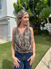 Beaded Sequins Cowl Top