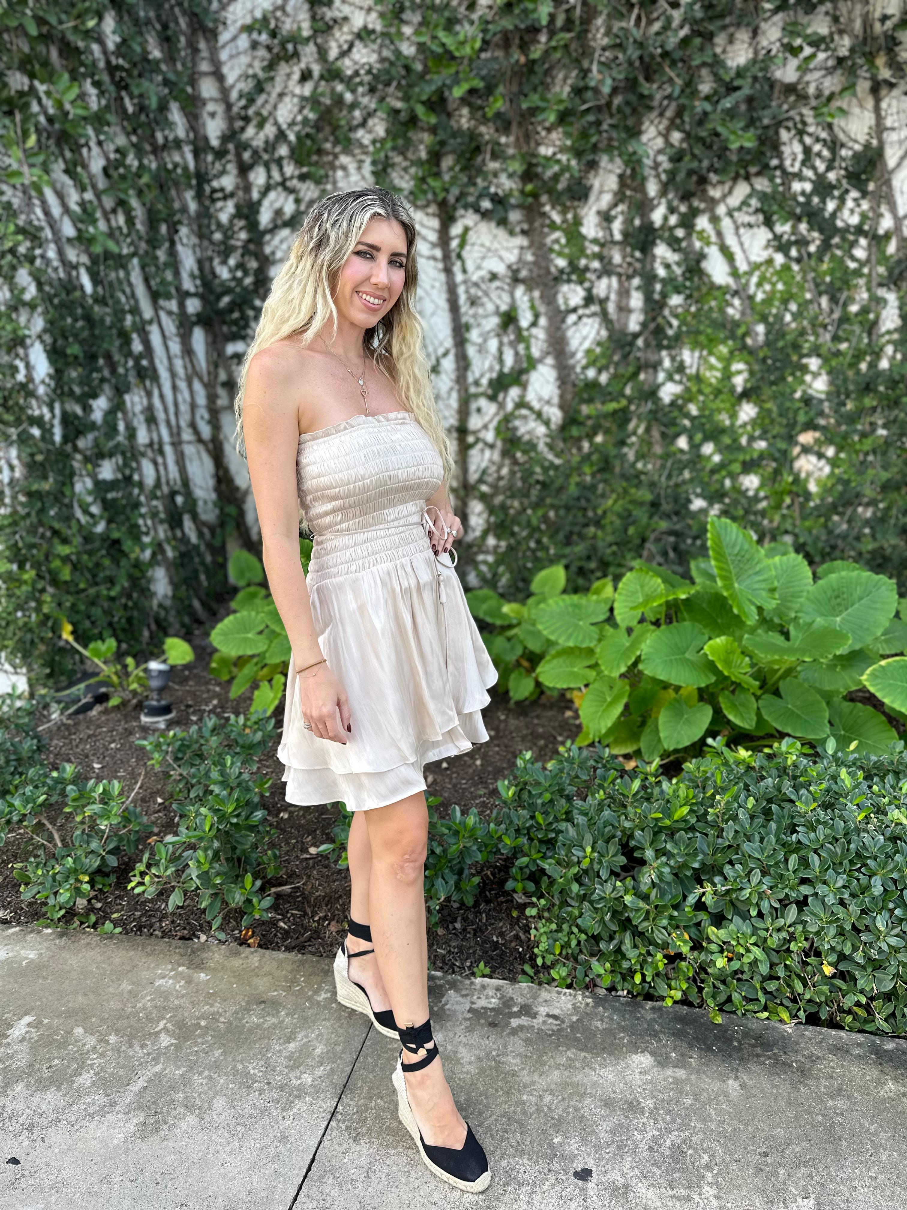 Tube Belted Organza Mini Dress