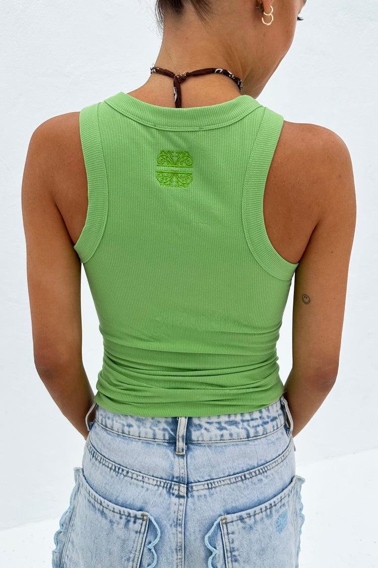 Green Ribbed Tank Top