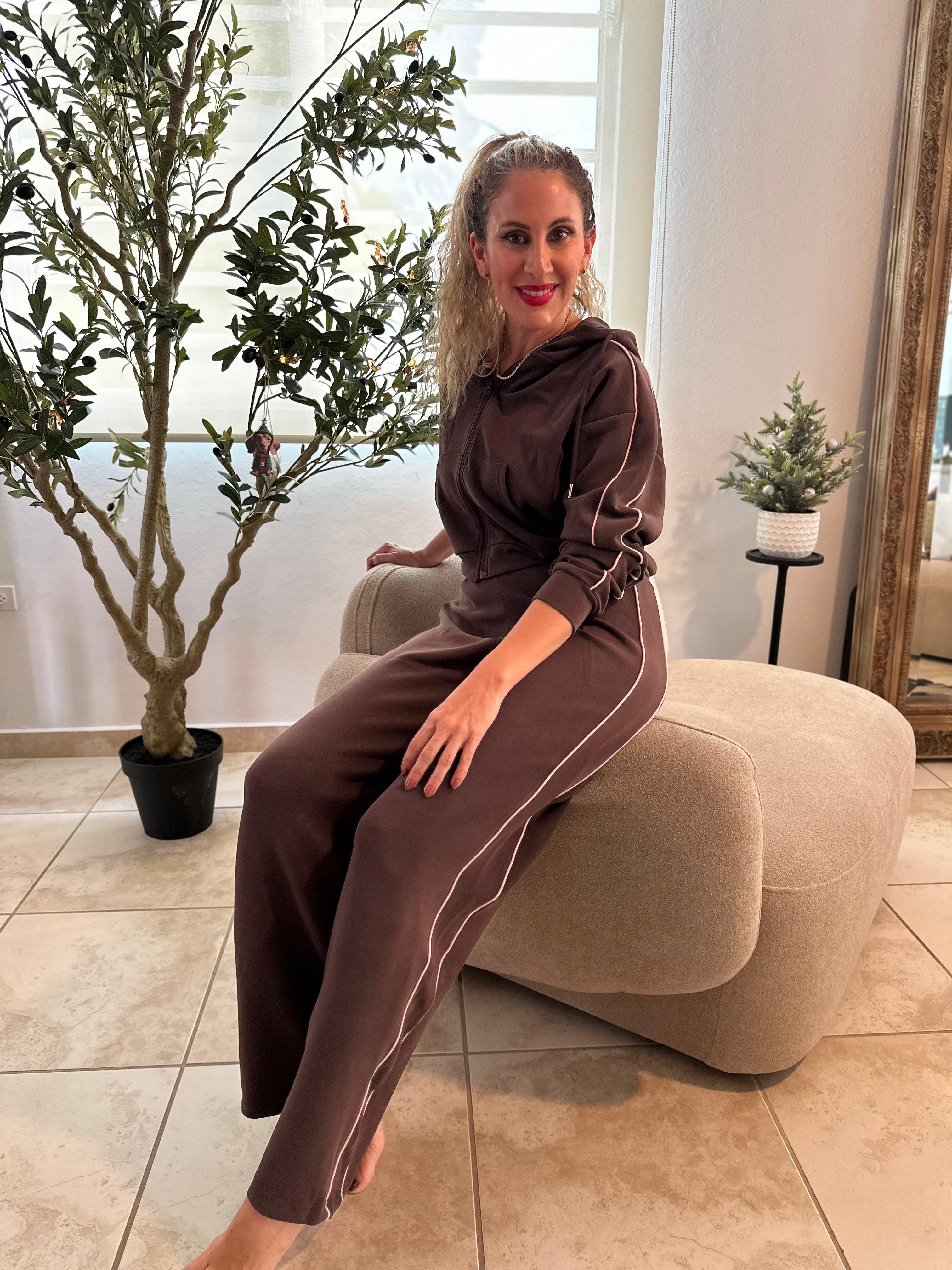 Soft Zip Up Hoodie With Piping Trim