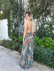 Metal Print Assymmetrical Dress