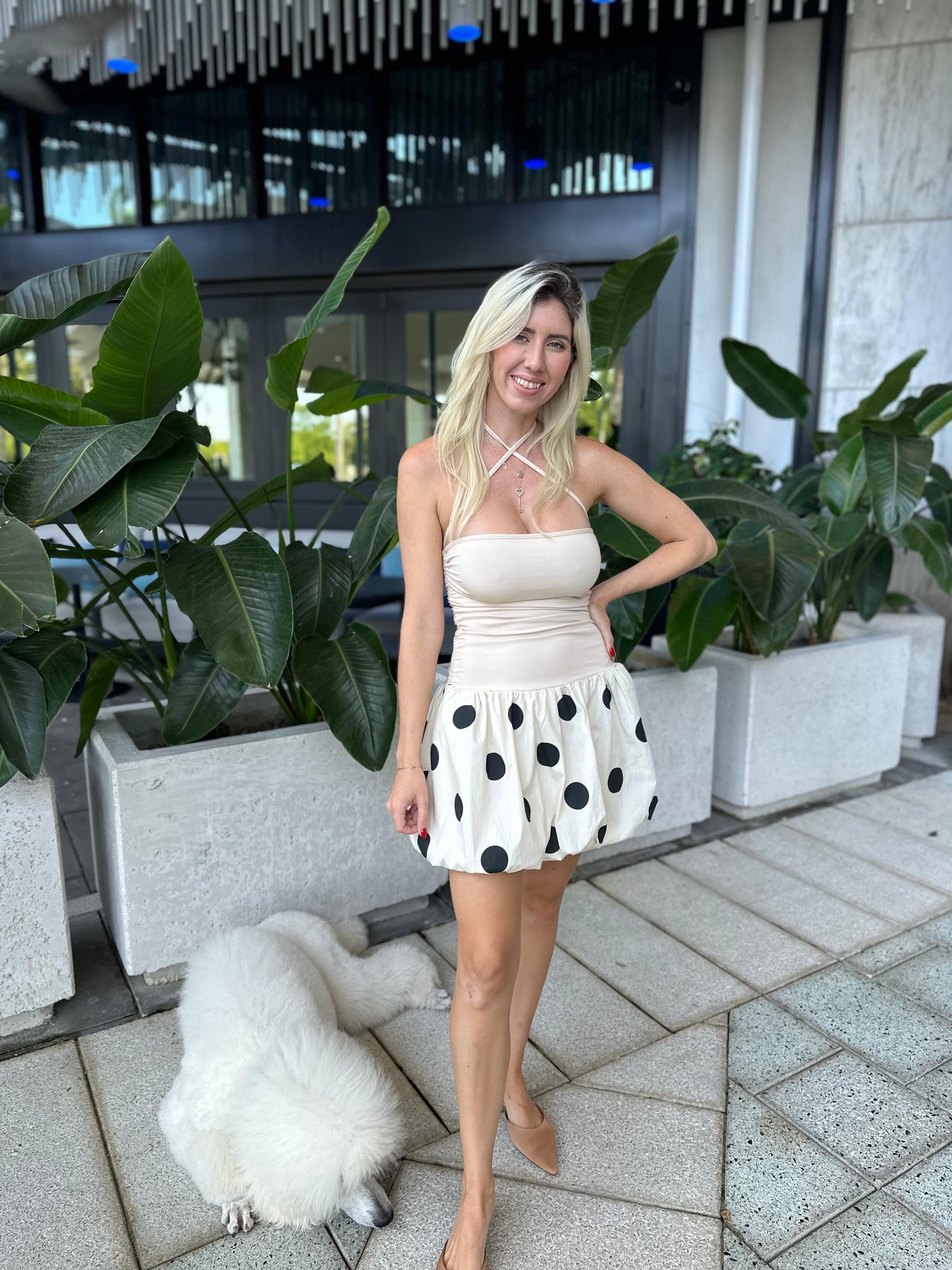 Side Ruched Ballon Skirt Mini Dress