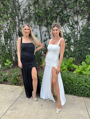 Ruched Slit Maxi Dress