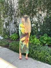Printed Crop Top & Slit Skirt Set