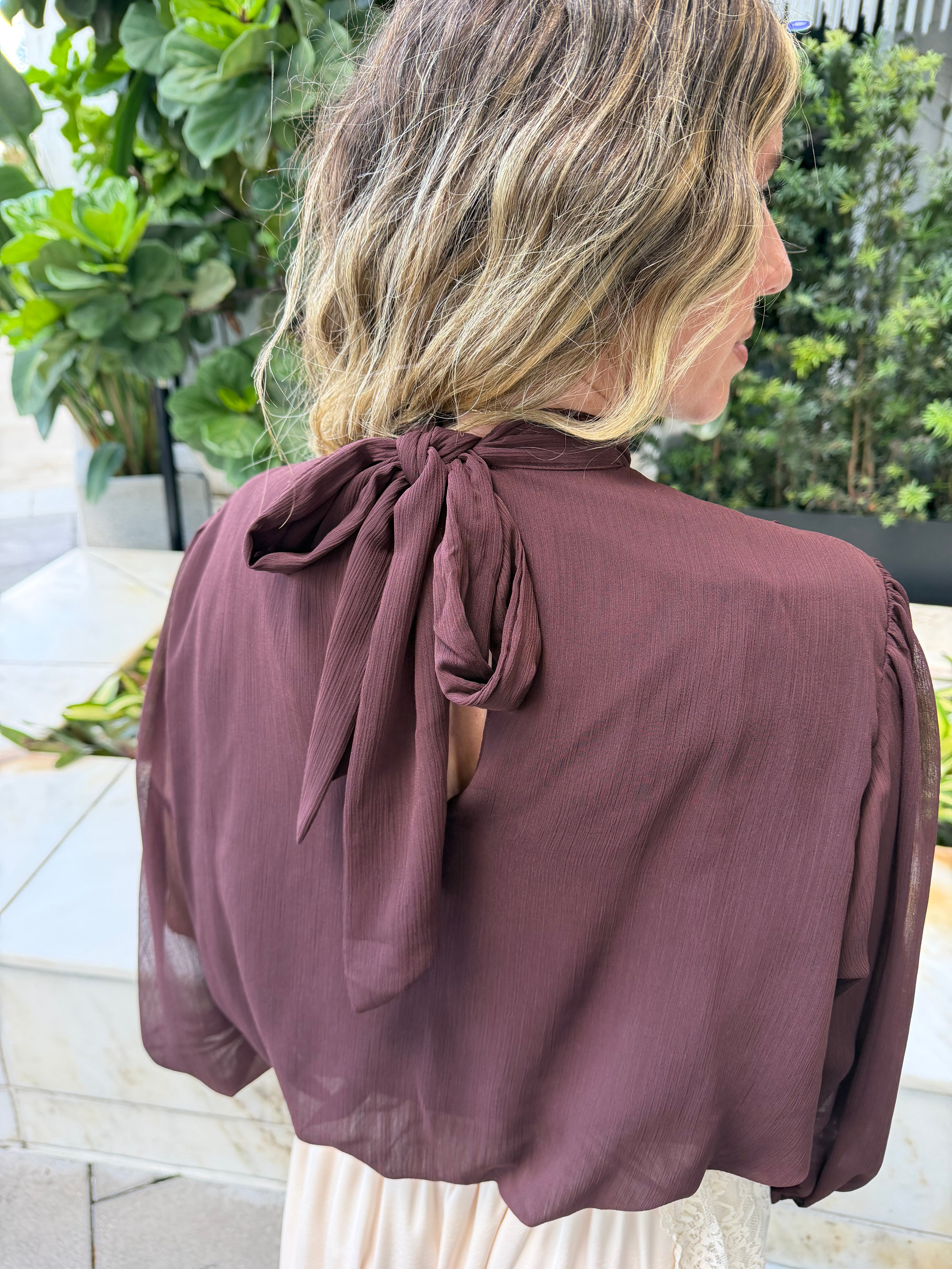 High Neck Long Sleeve Blouse