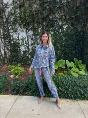 Floral Asymmetrical Denim Shirt