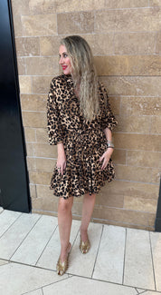 Dolman Sleeve Tie Waist Mini Dress