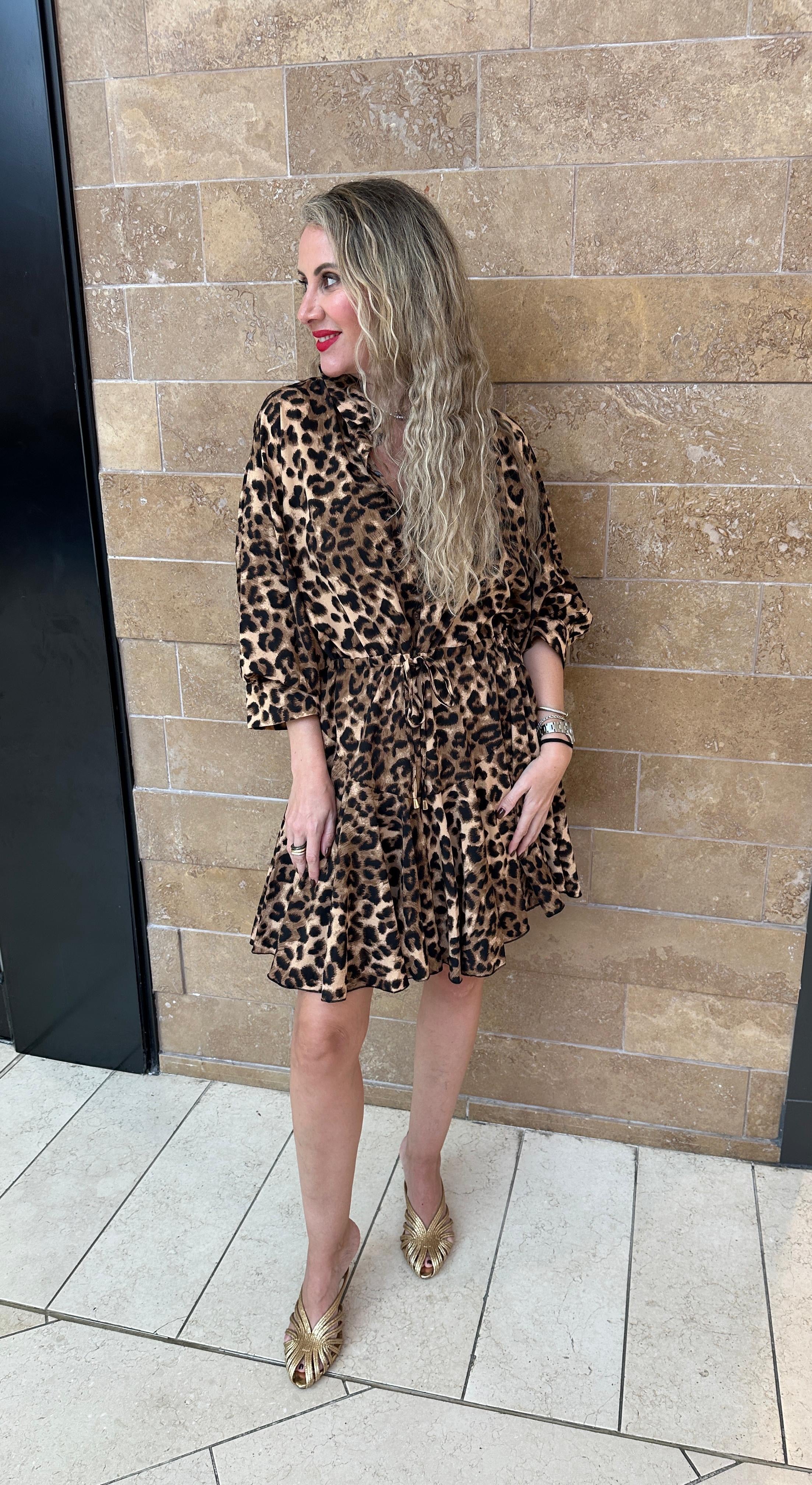 Dolman Sleeve Tie Waist Mini Dress