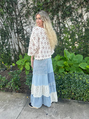 Patchwork Denim Palazzo Pants