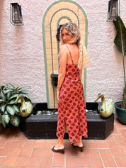 Chain Straps Cowl Neck Midi Dress