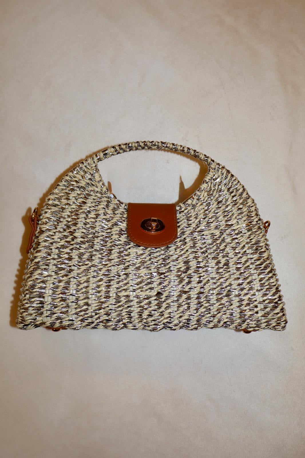 Turn Lock Metallic Handbag